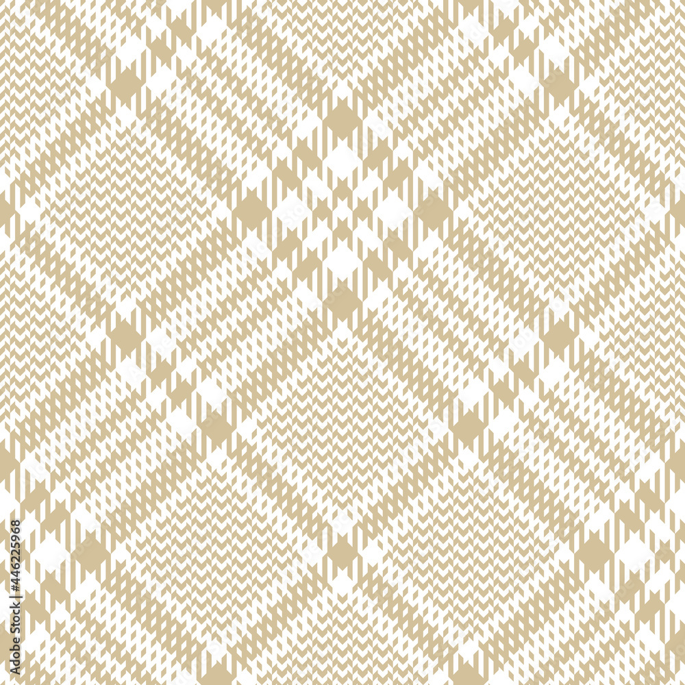 Check pattern glen for spring autumn design in beige and white. Seamless tartan plaid graphic vector background for flannel shirt, coat, jacket, blanket, other modern fashion fabric print.