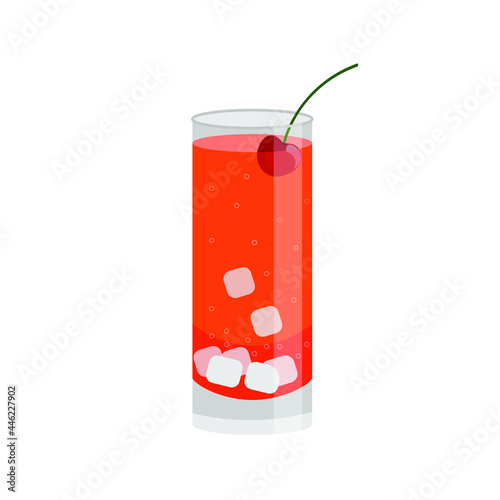 vector illustration of a cocktail with cherries and ice