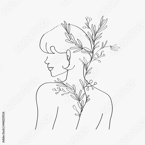 Aesthetic woman&rsquo;s body vector line art minimal grayscale drawings