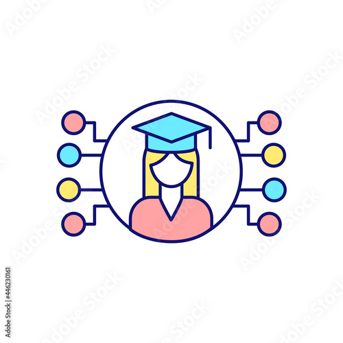 Choosing study field for college RGB color icon. Specific subject areas. Learning about different paths. Isolated vector illustration. Select from different academic majors simple filled line drawing