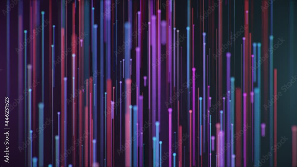 Seamless animation of vertical moving glowing lines. Neon lines form data stream, high speed internet, ultraviolet effect. Data flow. 4K Loop-able animation Seamless animation of vertical moving glowing lines. Neon lines form data stream, high speed internet, ultraviolet effect. Data flow. 4K Loop-able animation