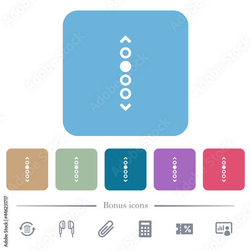  Vertical page navigation flat icons on color rounded square backgrounds