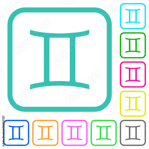 Gemini zodiac symbol vivid colored flat icons