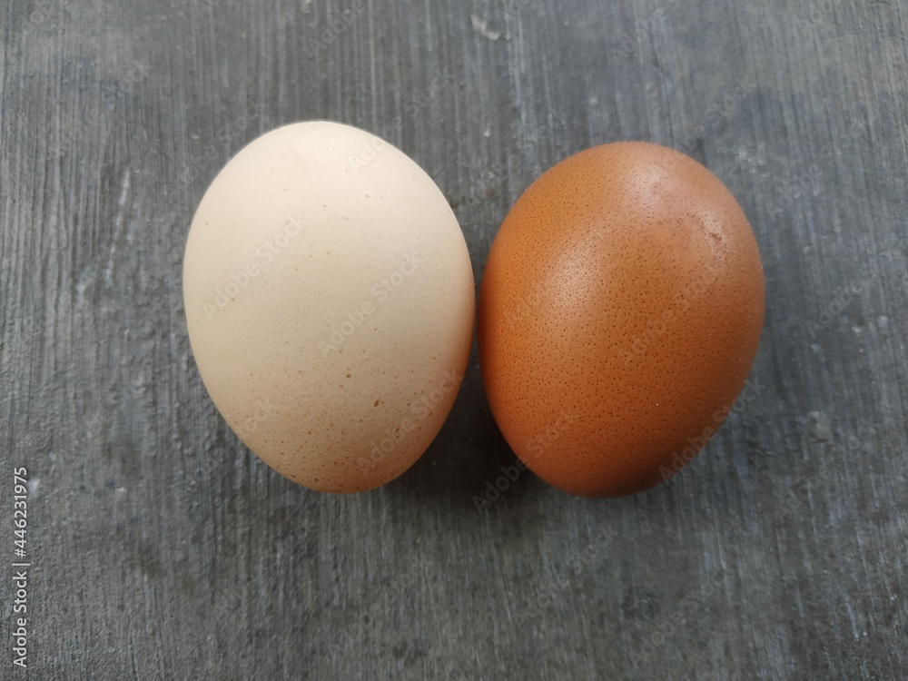 two eggs, brown and white, the difference concept two eggs, brown and white, the difference concept
