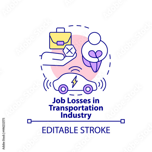 Transportation industry job losses threat concept icon. abstract idea thin line illustration. Unemployment threat. Eco car controversial sides. Vector isolated outline color drawing. Editable stroke