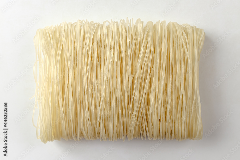 Rice noodle noodles on a white background