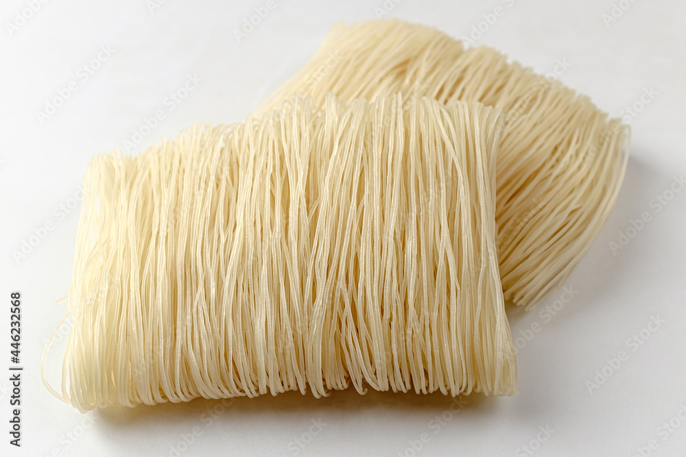 Rice noodle noodles on a white background