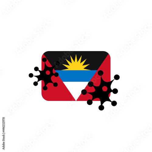 Antigua and Barbuda hit by Coronavirus. Covid-19 impact nationwide. Virus attack on Antigua and Barbuda flag concept illustration on white background
 photo