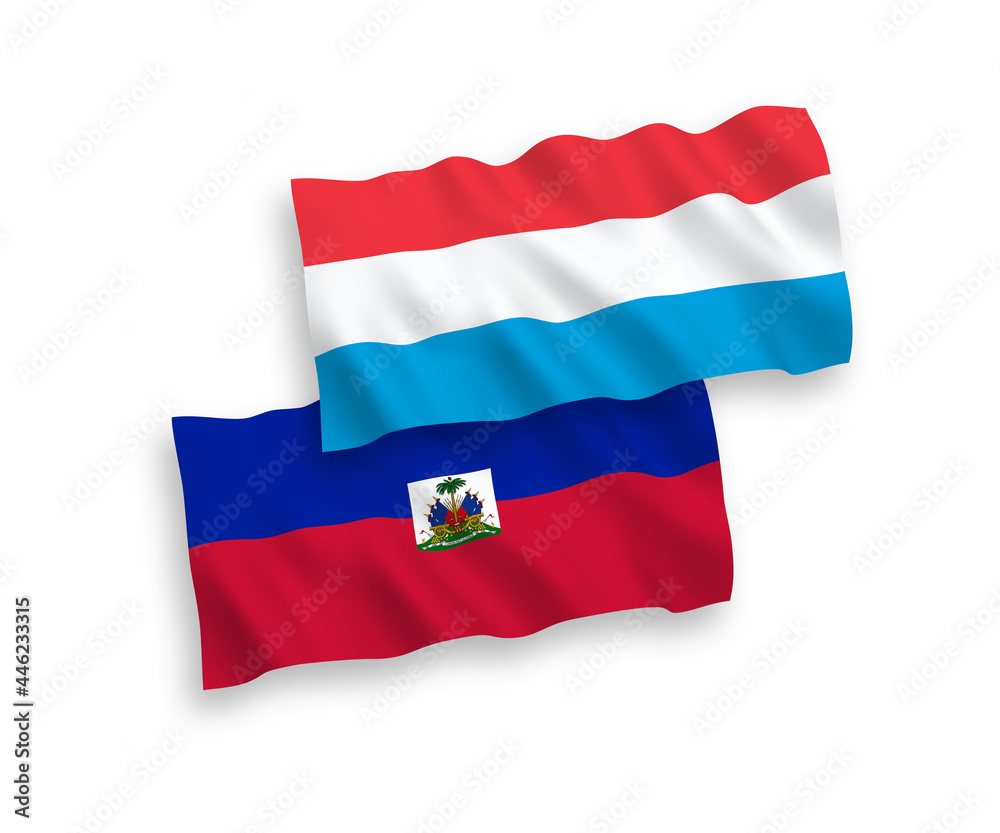 Flags of Republic of Haiti and Luxembourg on a white background