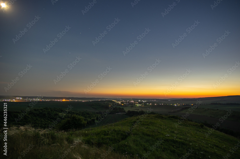 Fototapeta premium Beautiful summer landscape, sunrise in the countryside