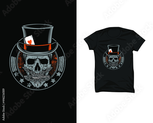 Skull Gambler Illustration Tshirt Design