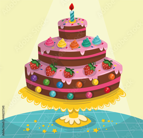 Vector illustration of a birthday cake.