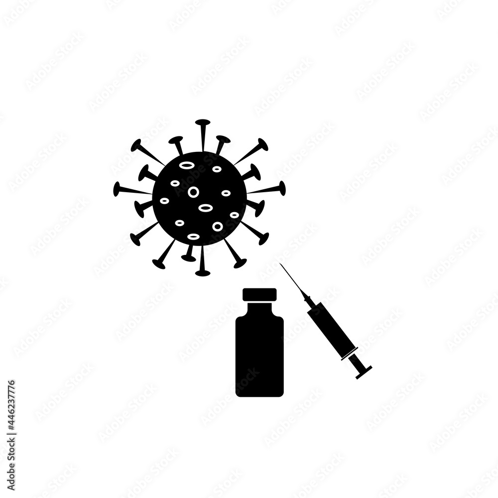 Obraz premium Covid-19 coronavirus vaccine. Syringe and vaccine vial flat icons.