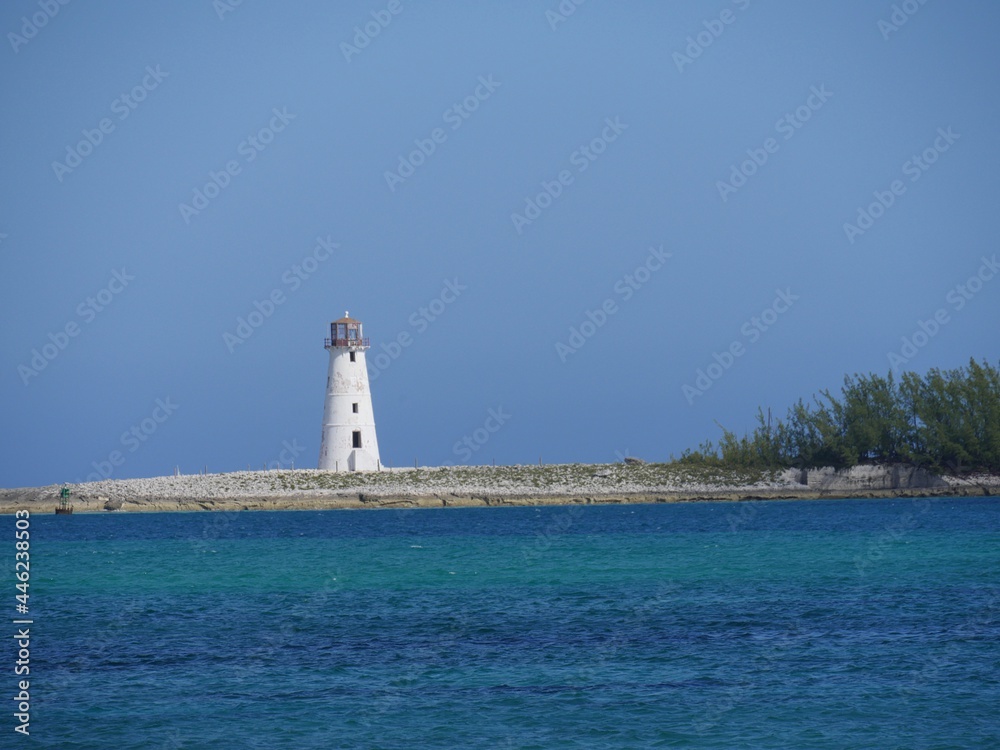 Nassau Harbour Lighthouse, a historical landmark in the Bahamas.