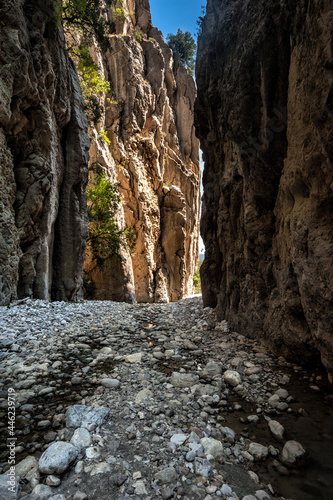 gorges on the slopes of the village of pennadomo. abruzzo, italy. 