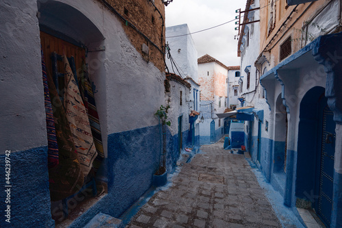Street in medina of blue town Chefchaouen, Morocco. © luengo_ua