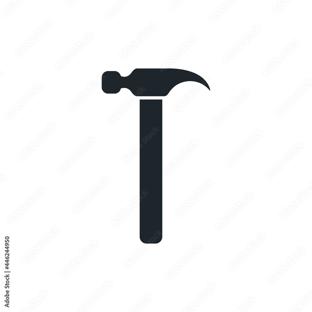 Hammer icon. Black hummer silhouette. Work repair tool. Vector illustration isolated on white. Hammer icon. Black hummer silhouette. Work repair tool. Vector illustration isolated on white.