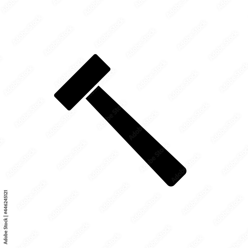 Hammer icon. Black hummer silhouette. Work repair tool. Vector illustration isolated on white. Hammer icon. Black hummer silhouette. Work repair tool. Vector illustration isolated on white.