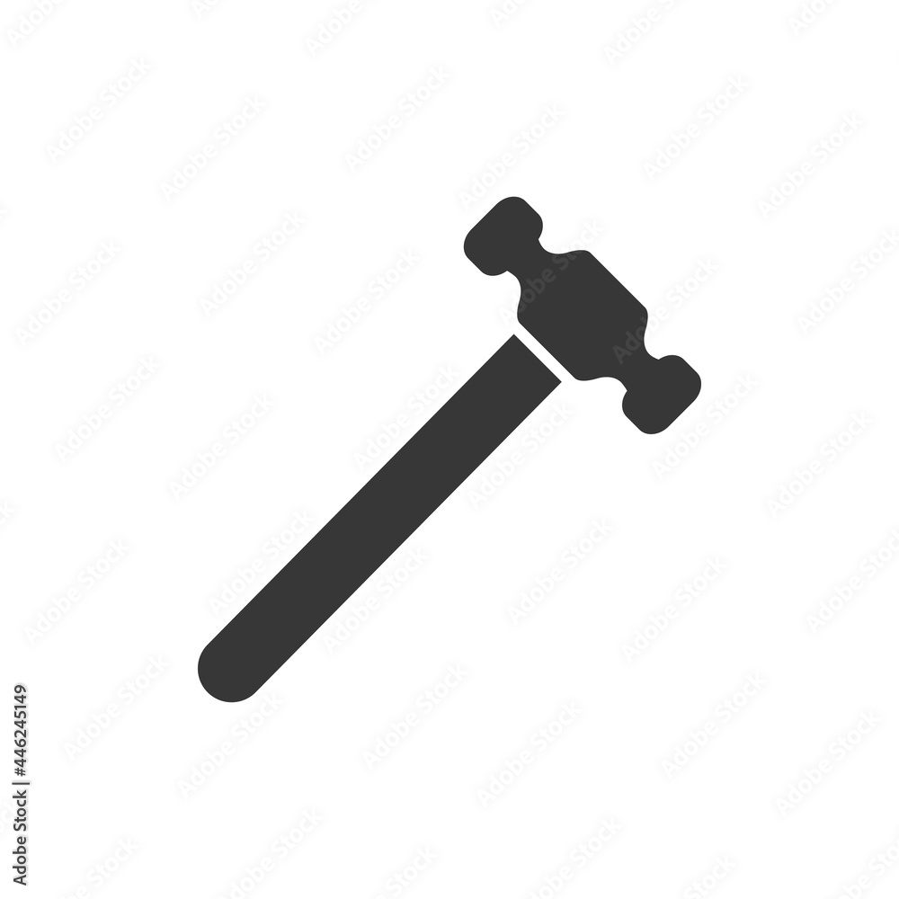 Hammer icon. Black hummer silhouette. Work repair tool. Vector illustration isolated on white. Hammer icon. Black hummer silhouette. Work repair tool. Vector illustration isolated on white.