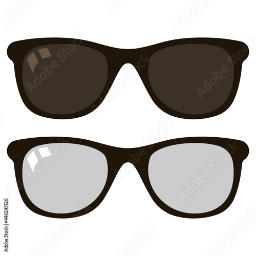 Sunglasses and glasses vector icons set isolated on a white background.