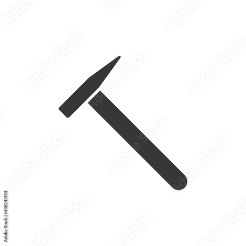Hammer icon. Black hummer silhouette. Work repair tool. Vector illustration isolated on white.