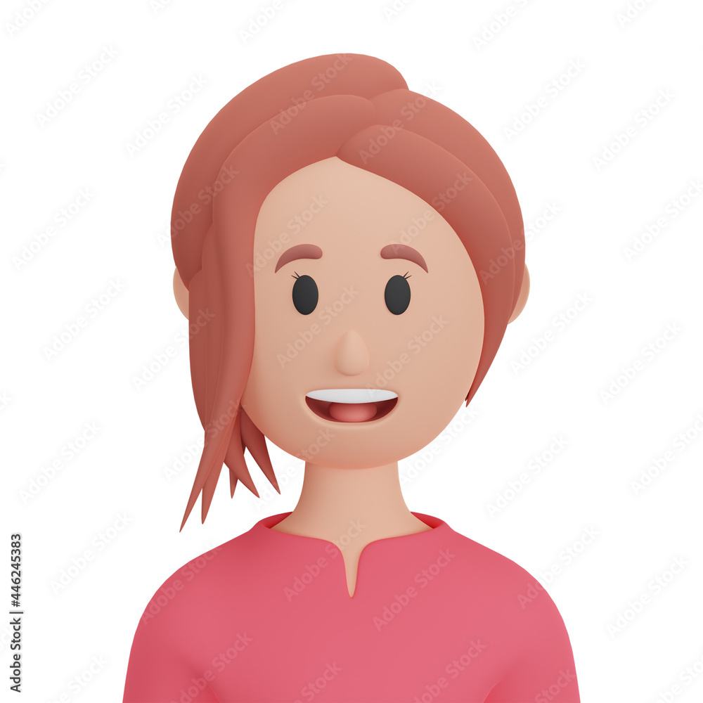 3d rendering female cartoon avatar. 3d rendering female cartoon avatar.