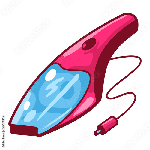 Red car vacuum cleaner vector cartoon illustration isolated on a white background.