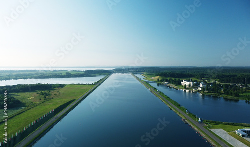 Wallpaper Mural Aerial view of a beautiful flat blue channel and river Torontodigital.ca