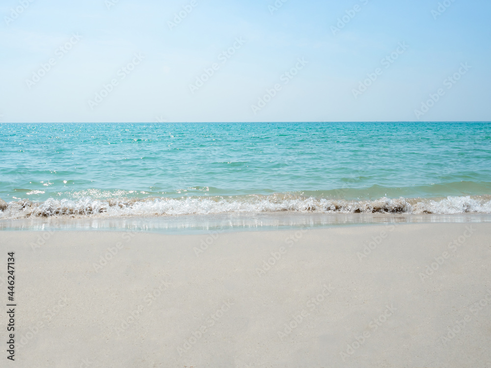 Blue ocean and clear sky landscape with beach