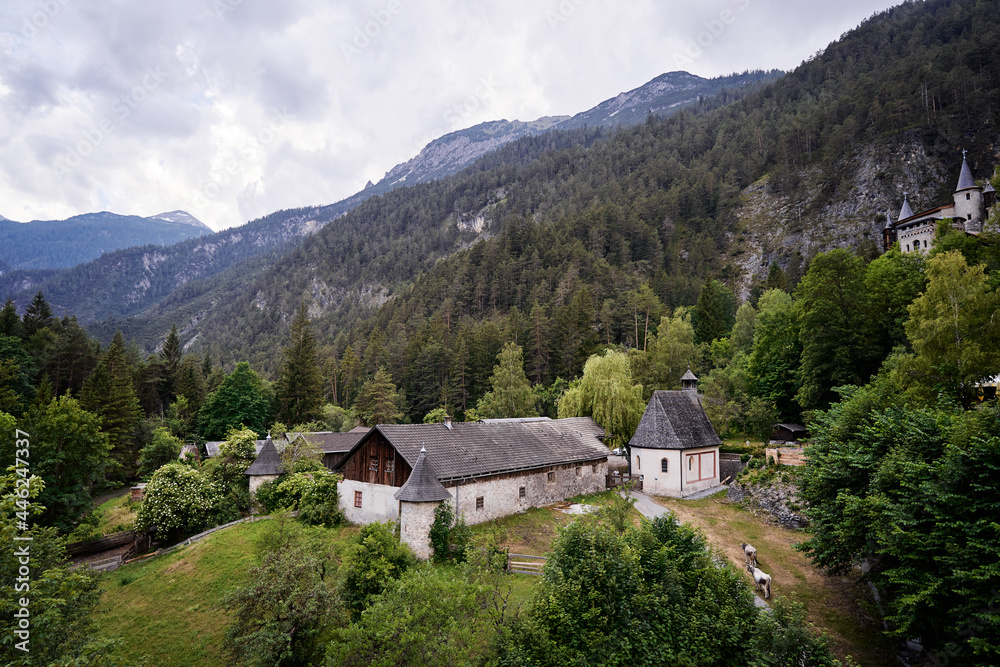 Beautiful mountains landscape. The castle Fernstein in Alps, Austria . Beautiful mountains landscape. The castle Fernstein in Alps, Austria .