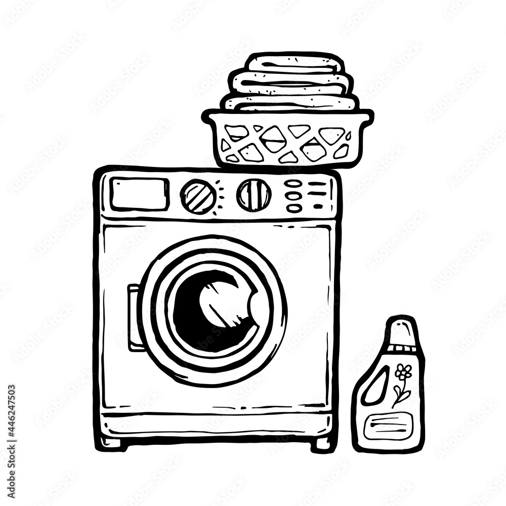 washing machine with launder basket and washing powder vector washing machine with launder basket and washing powder vector