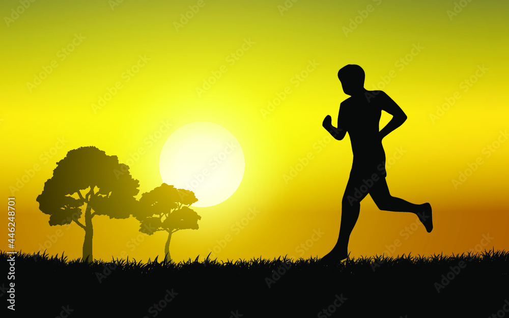 silhouette of a person jogging