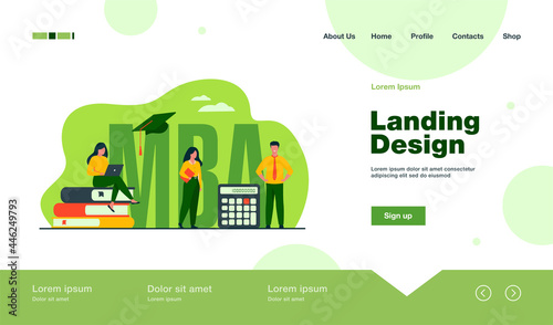 Graduate students studying business administration and management, getting master degree. Flat vector illustration for education, knowledge, MBA school concept