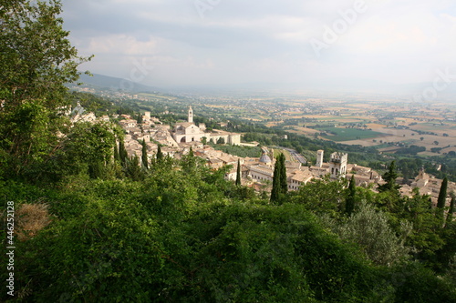Peaceful landscape and beautiful garden and monastery in Assisi