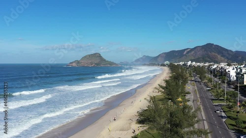 Vista aérea da praia do Recreio, próximo ao Posto 9, Rio de Janeiro, Brasil.