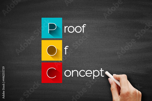 Foto POC - Proof of Concept acronym, business concept background on blackboard