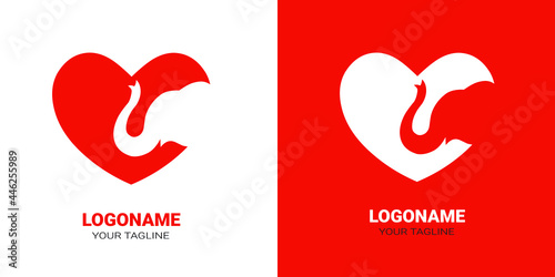 Vector logo heart with elephant