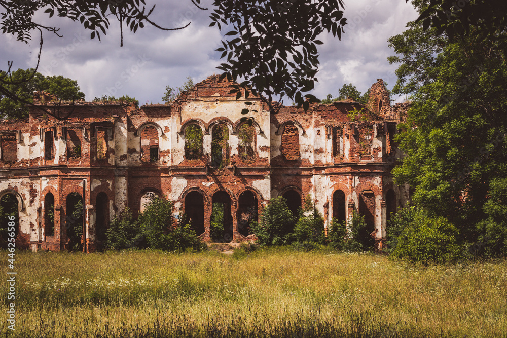 Obraz premium abandoned mansion, summer, russia, leningrad region, gostilitsy village