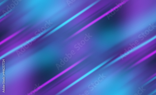 Empty dark abstract background with ultraviolet geometric lines. Neon glow.