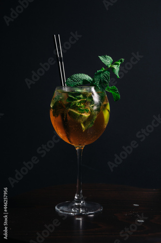 mojito cocktail on black background
