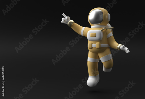 3d Render Spaceman Astronaut Hand Pointing Finger Gesture 3d illustration Design.