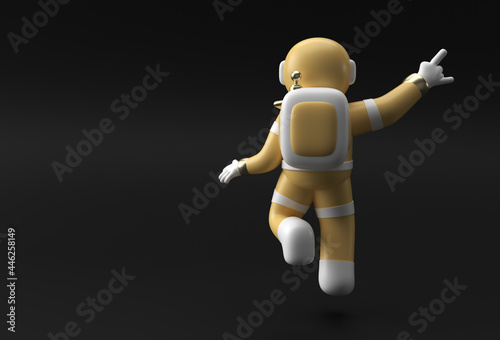 3d Render Spaceman Astronaut Hand Pointing Finger Gesture 3d illustration Design.