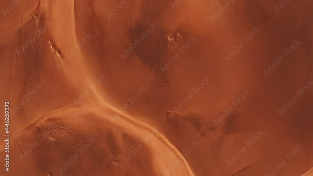 Sand dunes in the desert in Dubai, UAE. Shooting from a quadcopter, top view