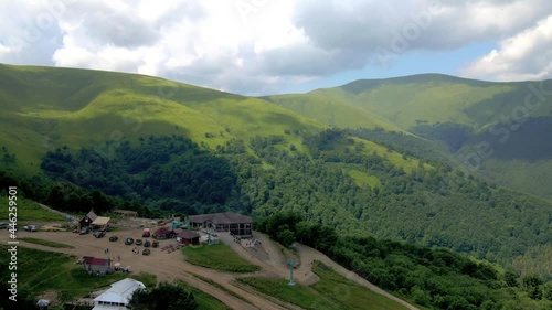Ukrainian mountains Carpathians in summer. Aerial photography.