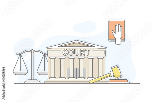 Municipal or City Services for Citizen with Court Department Vector Illustration