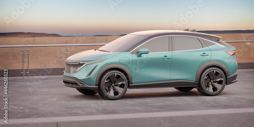 Fototapeta Naklejka Na Ścianę i Meble -  3D rendering of a brand-less generic SUV concept car