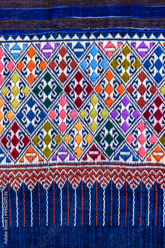 Patterns of traditional woven fabric in the Northern of Thailand.