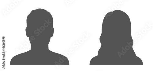 Man and woman silhouette avatar. Profile icon. Male and Female face silhouette. Head silhouette. Man and woman symbol avatar profile - stock vector.