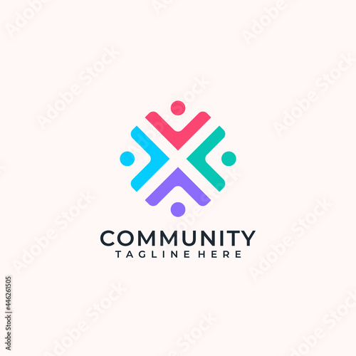 Collaboration community team logo concept for teamwork group. Logo can be used for icon, brand, identity, team, social, network, family, union, and people