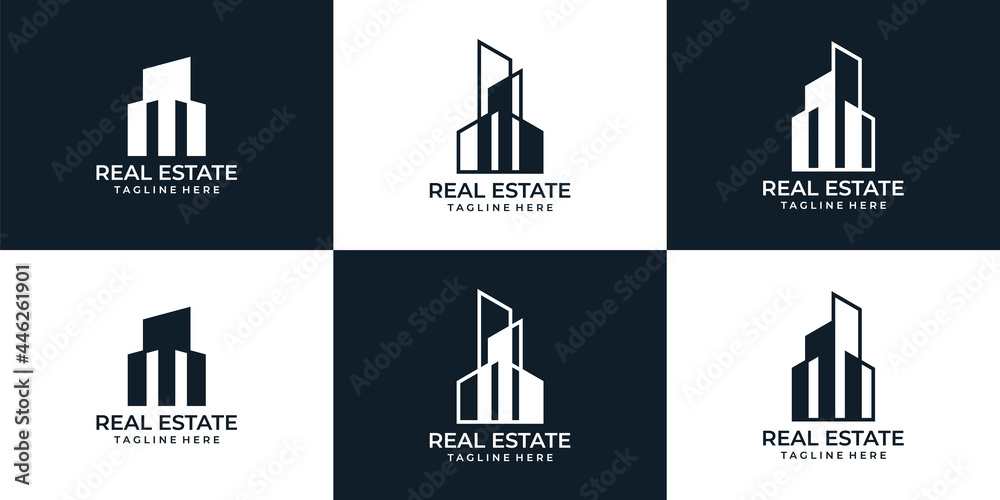 Modern hometown real estate building logo design collection